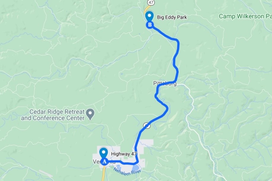 Big Eddy Park directions vernonia columbia county oregon