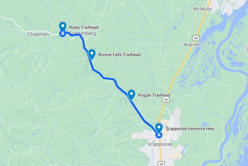 CZ Crown Z Trail Pisgah Bonnie Falls Ruley Trailhead Columbia County Oregon Scappoose