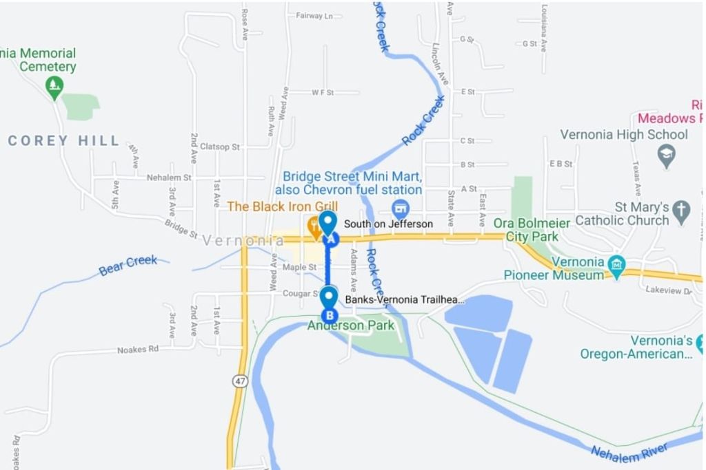Directions to Banks-Vernonia Trailhead in Vernonia columbia county oregon