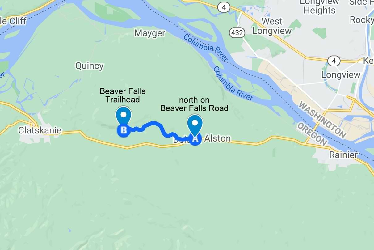 Directions to Beaver Falls Trailhead