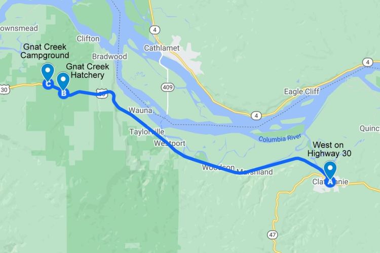 Directions to Gnat Creek campground and hatchery clatskanie oregon