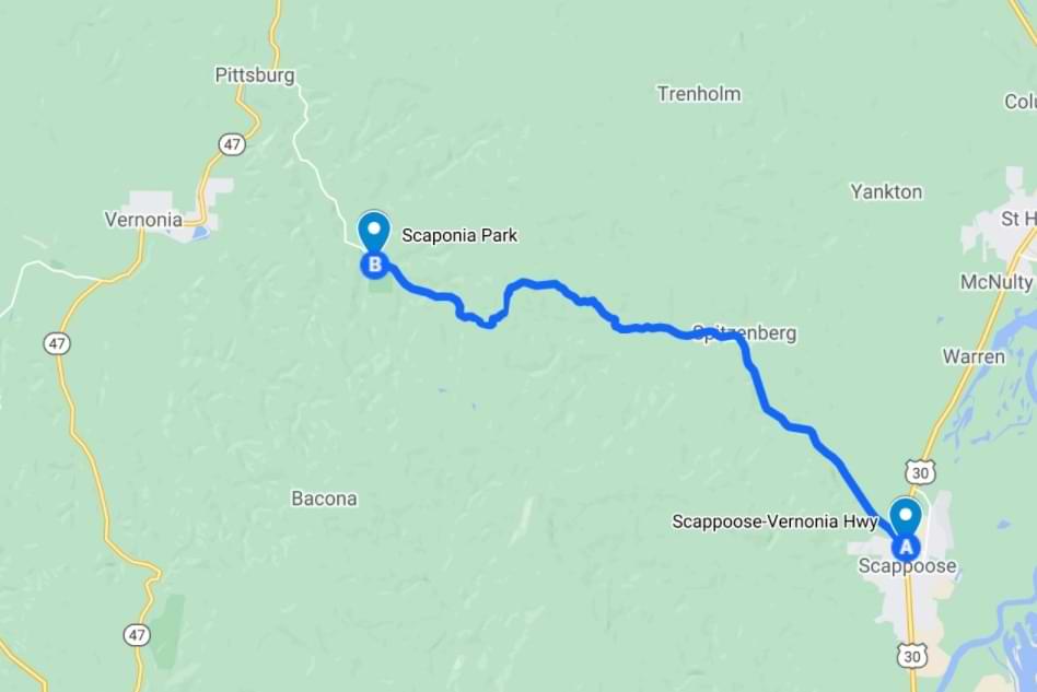 Directions to Scaponia Park columbia county oregon