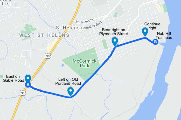 Nob Hill Nature Park directions St. Helens Columbia County Oregon