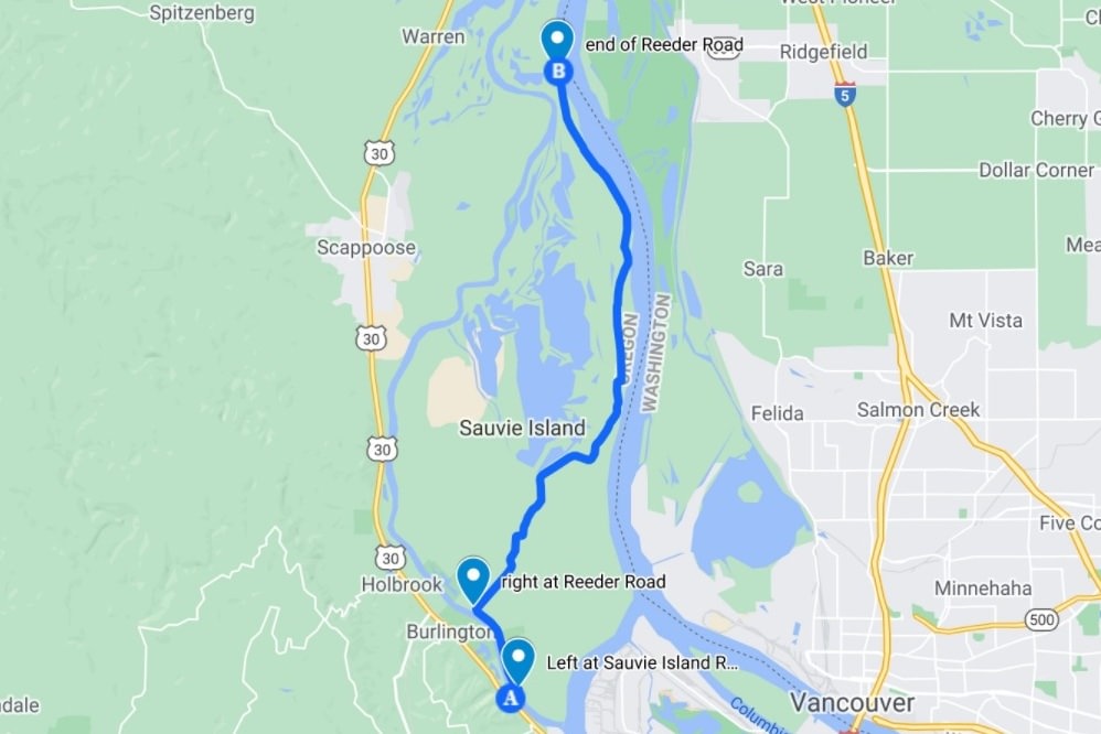 Directions to Warrior Point Trail Sauvie Island