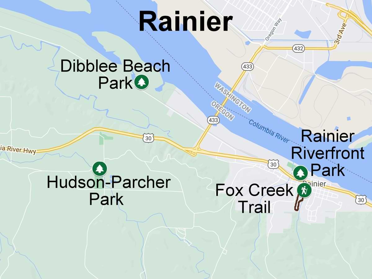 Map hiking camping nature trails wildlife rainier columbia county oregon