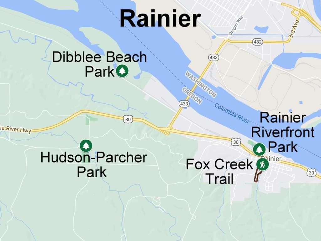 Map hiking camping nature trails wildlife rainier columbia county oregon