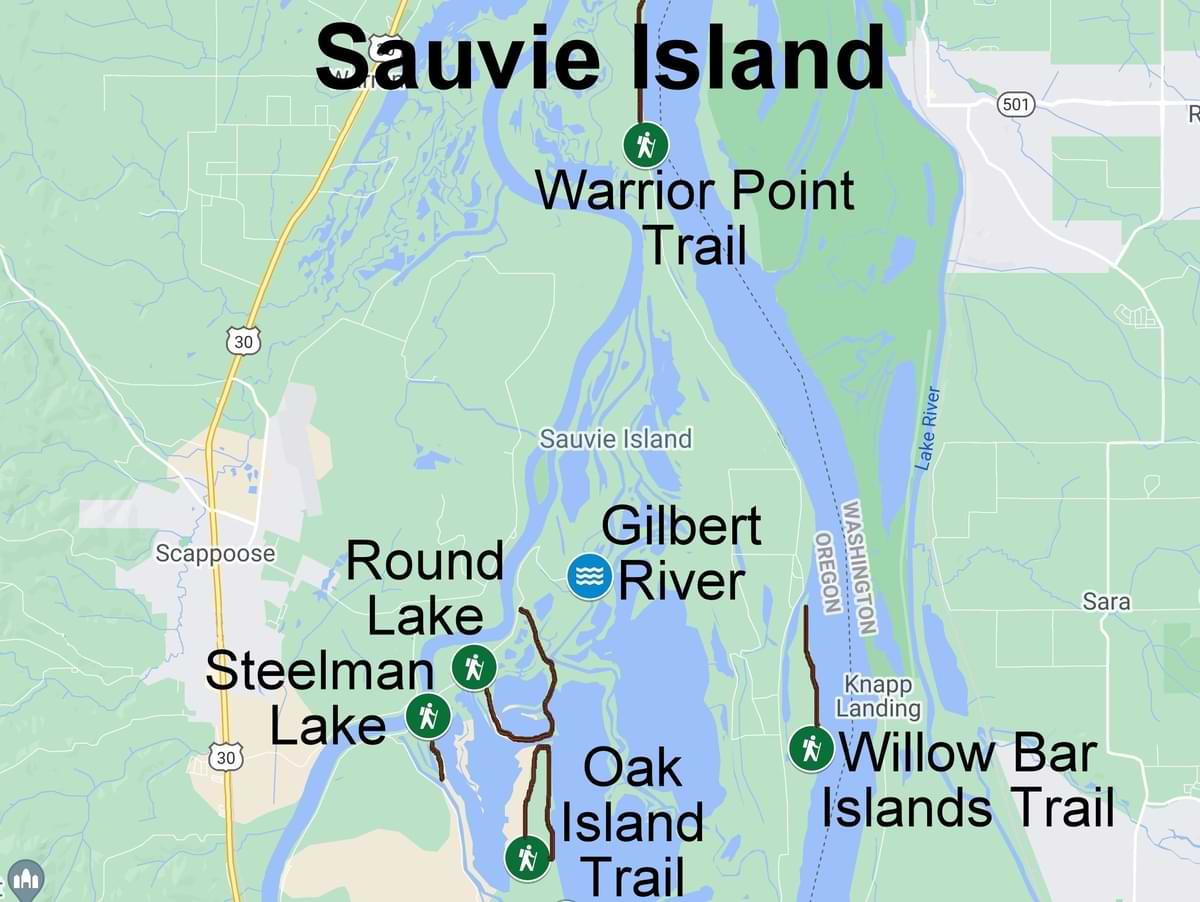 Map hiking camping nature trails wildlife sauvie island columbia county oregon