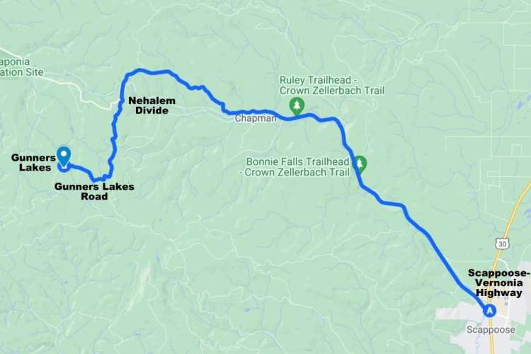 directions to gunners lake columbia county northwest oregon
