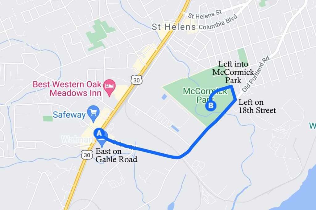McCormick Park directions map St. Helens Oregon Columbia County