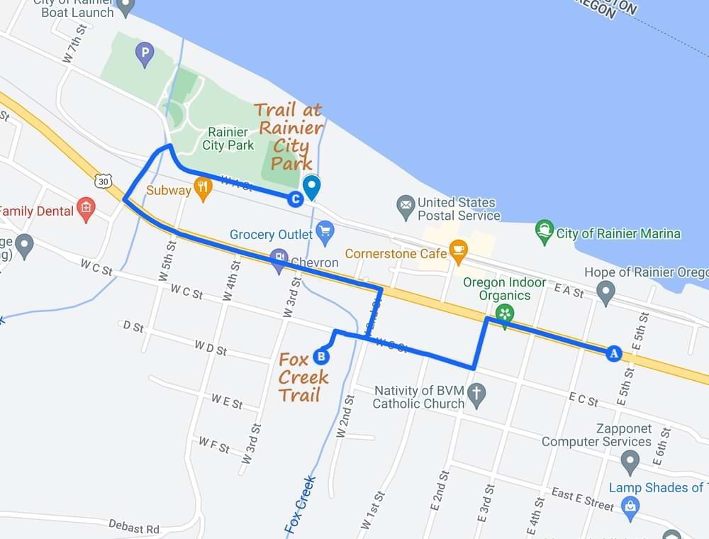 Directions to Fox Creek Nature Trail Rainier Oregon Columbia County